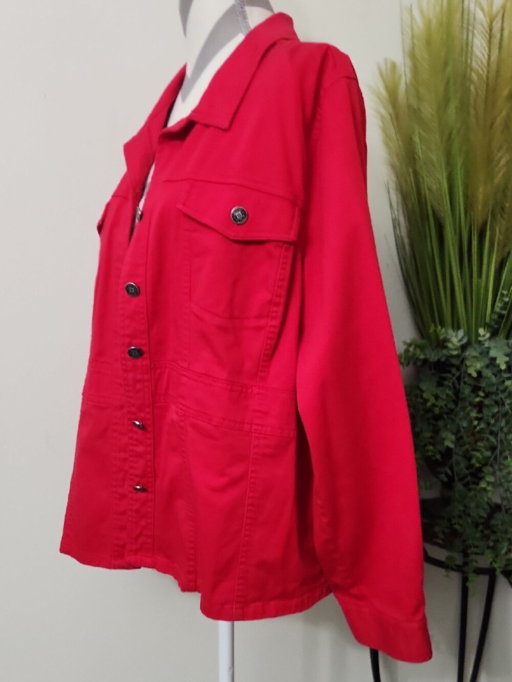 Cato Red Button-Front Jean Jacket - Picture 4 of 11